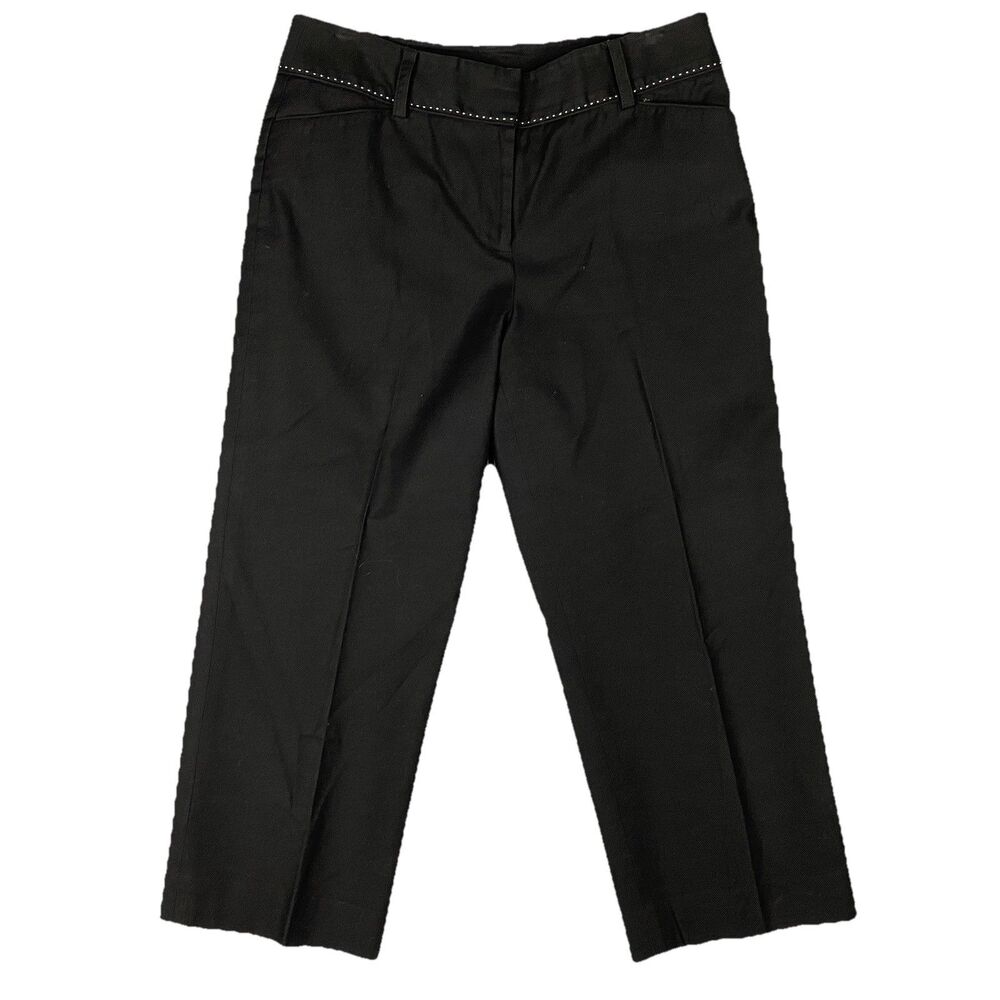 Ann Taylor Black Textured Cotton Tailored Crop Pants Womens‎ 6